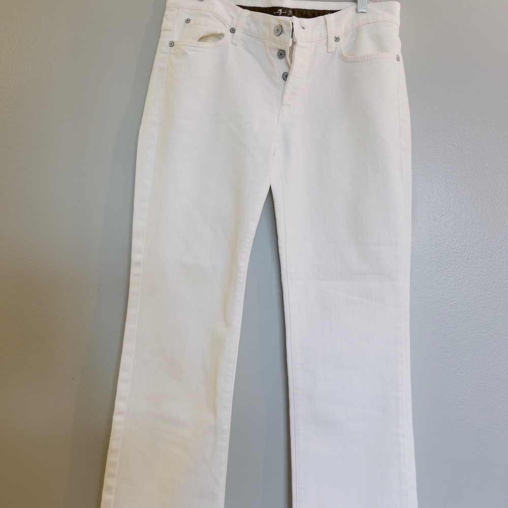 7 For All Mankind Women's White wide leg Jeans